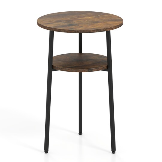 Slickblue; Round Side Tables with Storage Shelf, Metal Frame End Tables for Living Room Bedroom and Small Spaces; Category:Accent & End Tables; Image:1